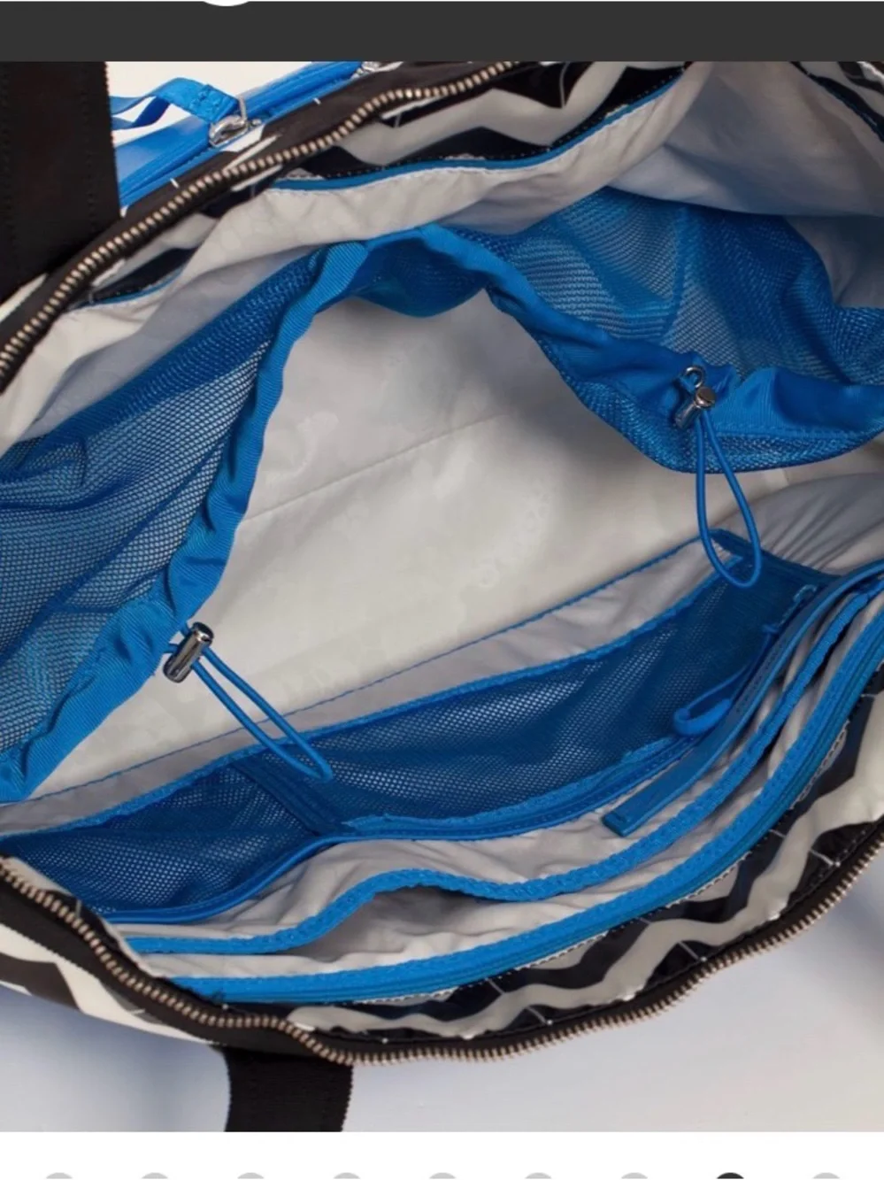 Lululemon Take Me With You Tote- Arrow Chevron Polar Cream Black/Beaming Blue